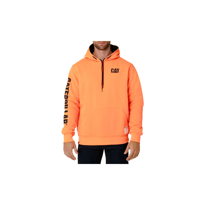 Caterpillar Clothing Online - Caterpillar Reversible Banner Mens Hoodies Black/Orange (710259-BFT)